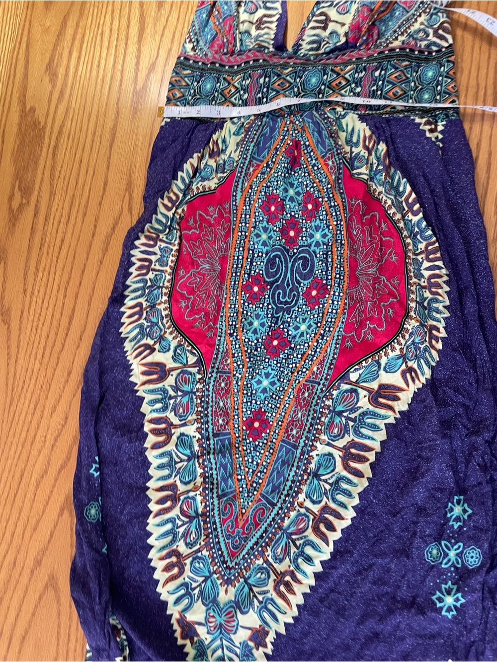 Bohemian V-Neck Maxi Dress in Purple Magenta Teal - Picture 12 of 14